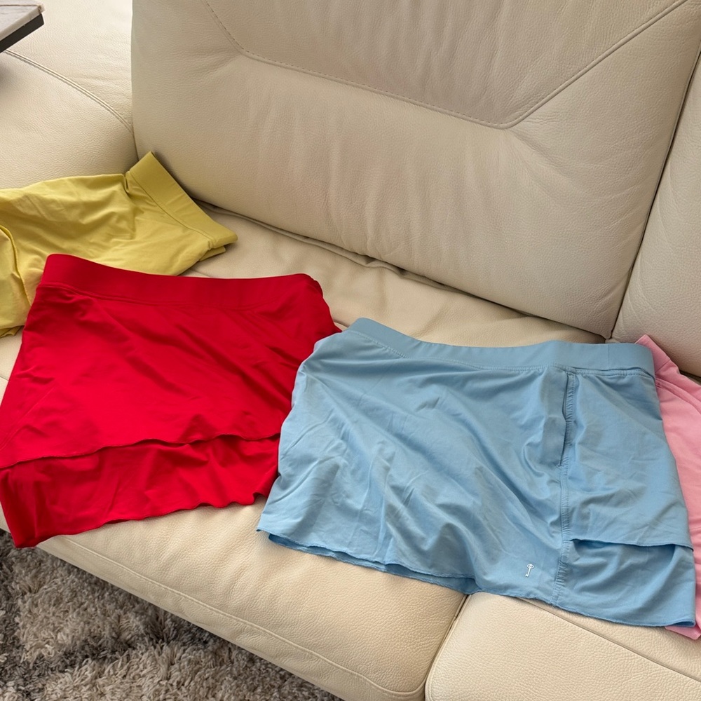 Yellow, Red, Blue, and Pink Athletic Skorts!!!  Belyn Key!  Great shape!